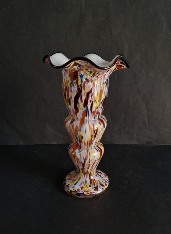 Image 1 of Vaas de vidrio salpicado Art Déco de Murano