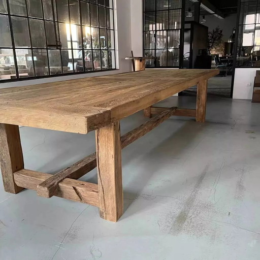 Kingstone Farmhouse Table in Antique Solid Oak - 300 cm long