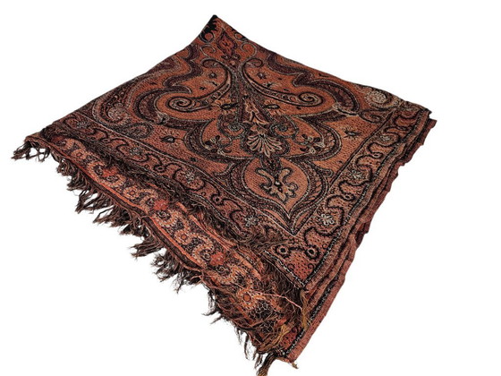 Image 1 of Art Déco - (perchero) alfombra - estampado cachemir - tapiz de pared - primera mitad del siglo XX