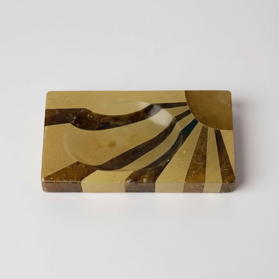 Image 1 of Portagioie in onice italiano con motivo a raggiera / portagioie in pietra naturale