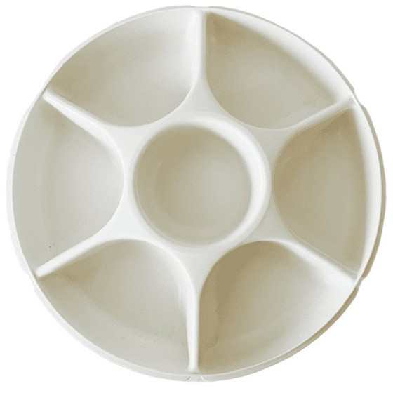 Piatto da portata vintage Tupperware per patatine e salsa, con coperchio e ciotolina per salsa, anni '80. (photo 7 of 8)