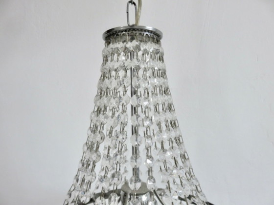 Image 1 of Lámpara de araña de globo aerostático con gotas de cristal