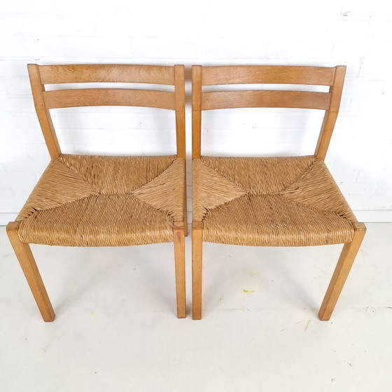 2x Vintage J.L. Moller model 401 Danish design chairs 70s – Dining chairs, Wicker, Wood (photo 6 of 11)