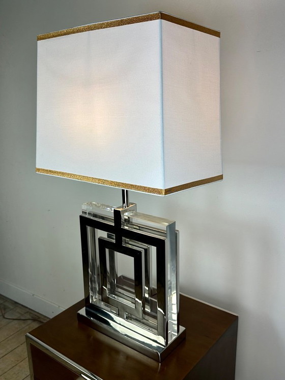 Image 1 of Lamp in art-decostijl van verchroomd aluminium en altuglas, jaren 2000.