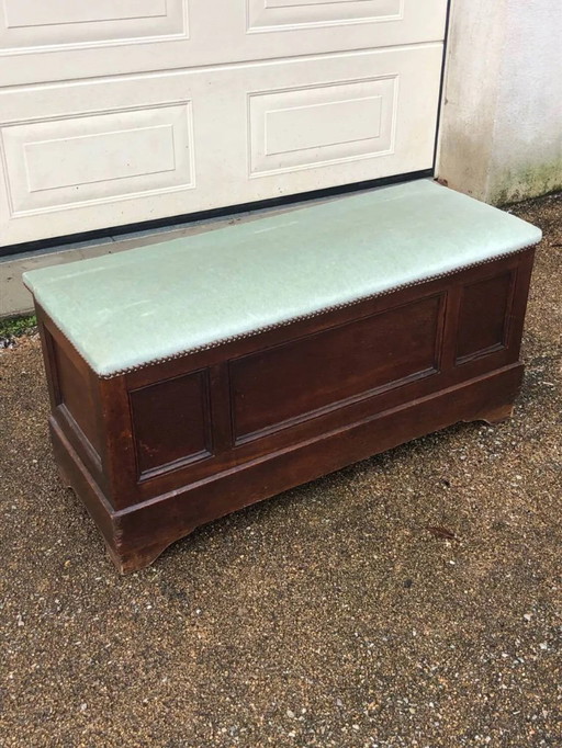 Antique wooden and tapestry chest
