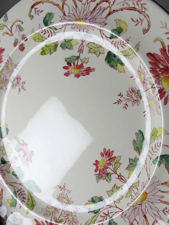 4 antike Dessertteller Longchamp Daisies Ironstone polychrom – Geschirr, Porzellan, Art Nouveau (photo 11 of 16)