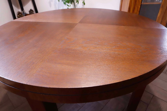 Image 1 of Table de salle à manger ronde des années 1960 avec plateau plaqué