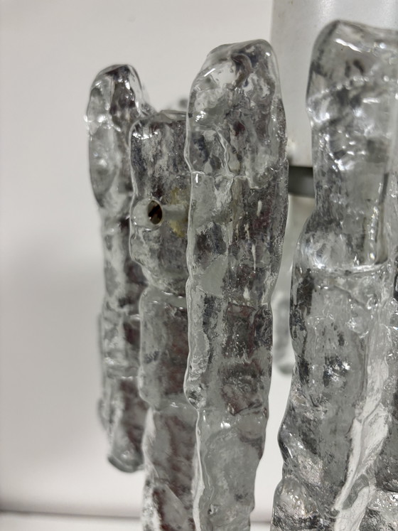 Image 1 of Ijsglas hanglamp van Kalmar Franken, geproduceerd in Oostenrijk gedurende de jaren 60