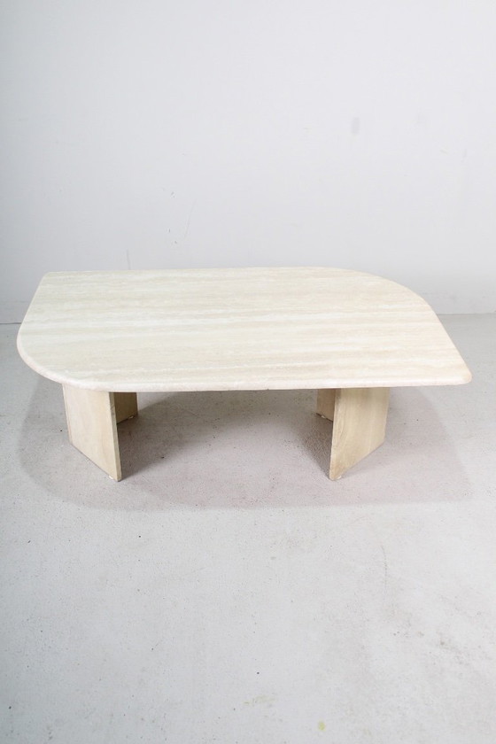 Image 1 of table basse vintage en travertin naturel