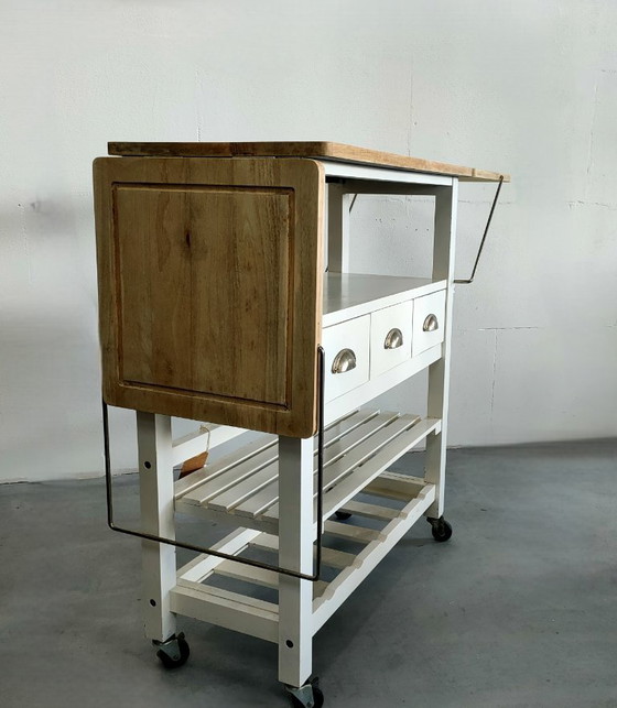 Image 1 of Carrello da cucina retrò, tavolo da lavoro da cucina "a doppia ala"