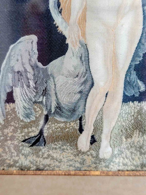 Image 1 of Tableau Stevengraph tissé en pure soie, Thomas Stevens Company. (Leda) Tableau mural en soie