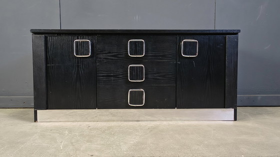 Image 1 of Vintage black wooden cabinet, 1970s 