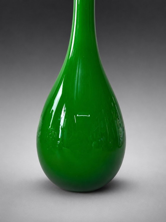 Image 1 of Grande bouteille/carafe Genie en verre Empoli – design italien – vert – vers 1960-1970 – 65 cm