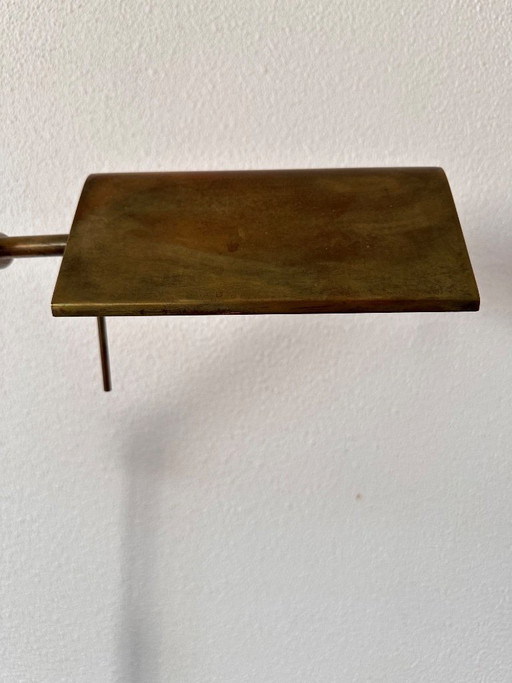 Vintage brass banker's floor lamp