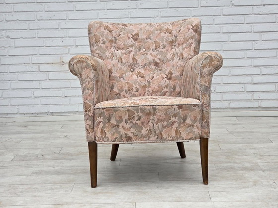 1960s, Danish armchair, furniture jacquard fabric. – Textile, Wood (photo 11 of 15)