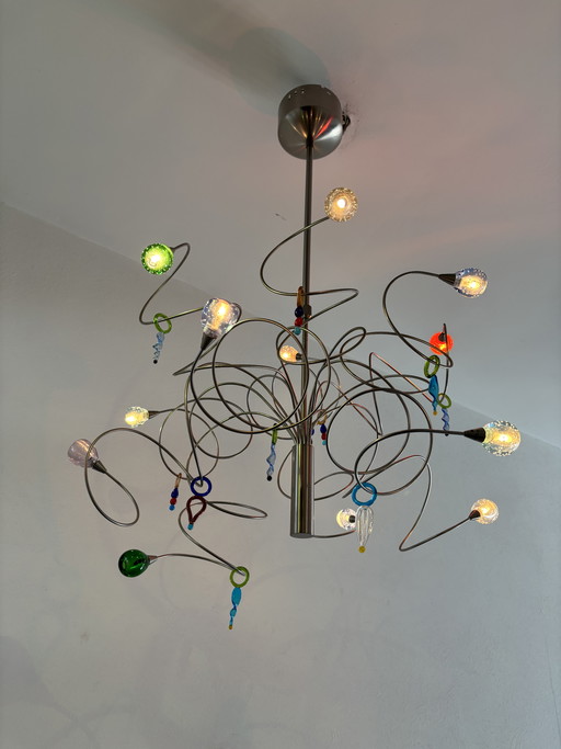 Harco Loor pendant lamp 12 light points “strawberry” Dutch design