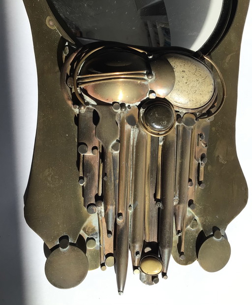 Vintage brutalist handmade mirror, one-of-a-kind