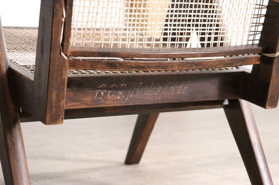 Image 1 of Pierre Jeanneret Loungesessel PJ-SI-29-A aus Teakholz und Rohrgeflecht, 1950er Jahre