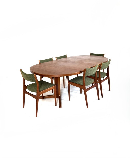 Vintage extendable Danish dining table, Velje Møbelfabrik '60 – eettafels, Wood, Metal