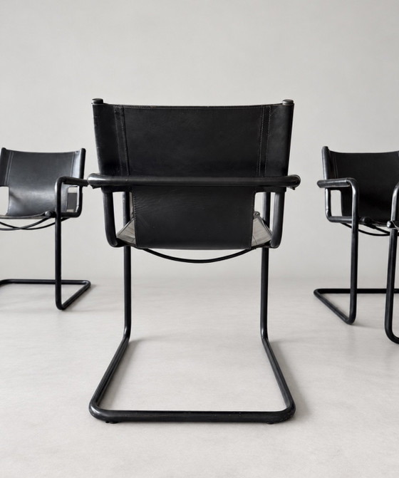 6 Vintage Mart Stam S34 — All Black — Black Leather – Dining chairs, Metal (photo 10 of 15)