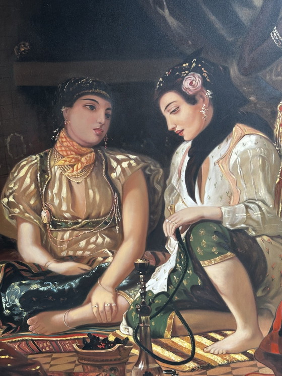 Image 1 of Monumental oil on canvas after Eugène Delacroix – Women of Algiers in their apartment