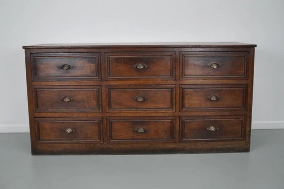 Image 1 of Armoire d'apothicaire/classeur ancienne en chêne et bois fruitier français, début du XXe siècle