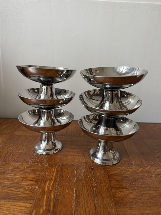 Image 1 of Set van 6 roestvrijstalen kommen