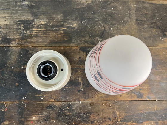 Image 1 of Vintage mid century opaal glazen plafond lamp 