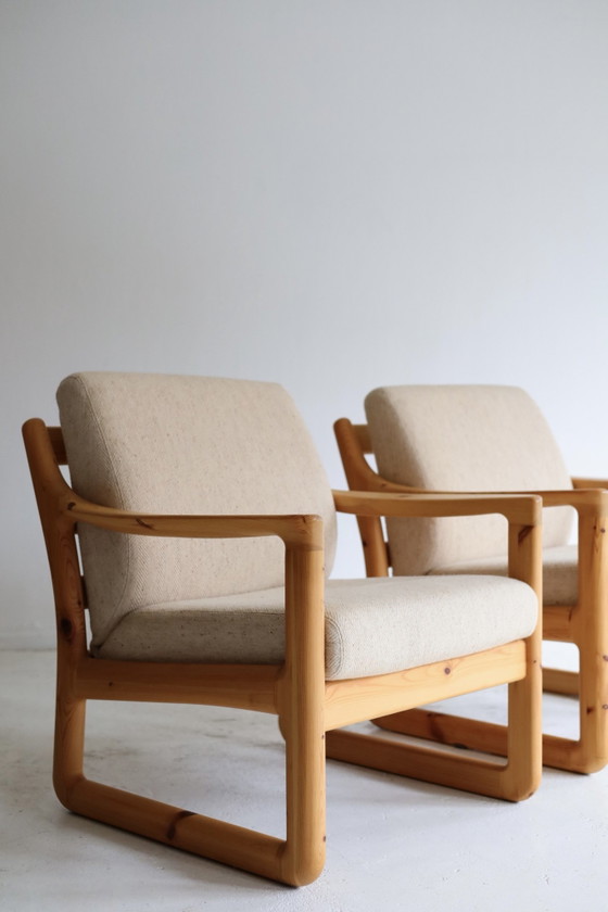 Set di 2 Poltrone vintage, Silkeborg Møbelfabrik anni '60, Legno, Tessile, Crema (foto 3 di 12)
