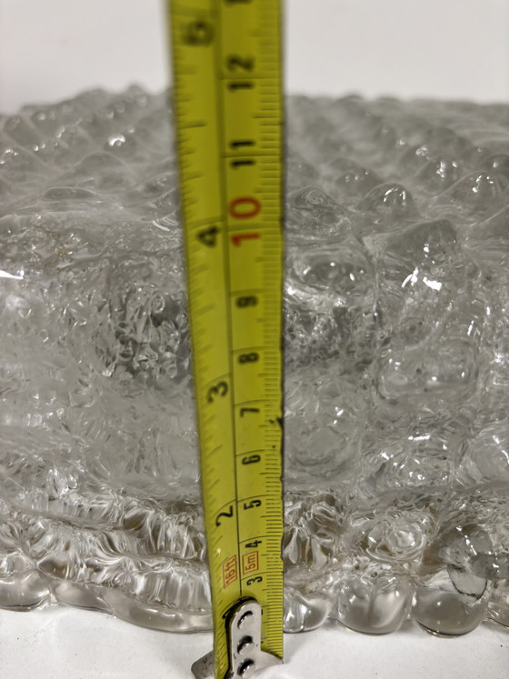 Image 1 of Vintage Hillebrand Ijsglas Plafonnière ijsglas / bubbel textuur (pelle di coccodrillo)