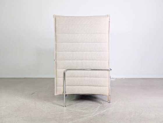 Image 1 of 3x Originele Vitra Alcove fauteuil met hoge rugleuning, grijsbeige, kantoorbank
