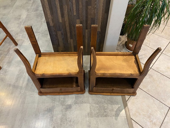 Image 1 of Coppia di comodini in rovere con cassetto e nicchia, anni '50