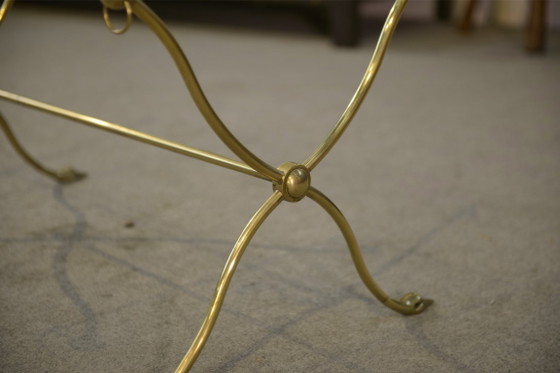 Image 1 of Neoclassical coffee table attributed to Maison Jansen, swan neck base, 1940s