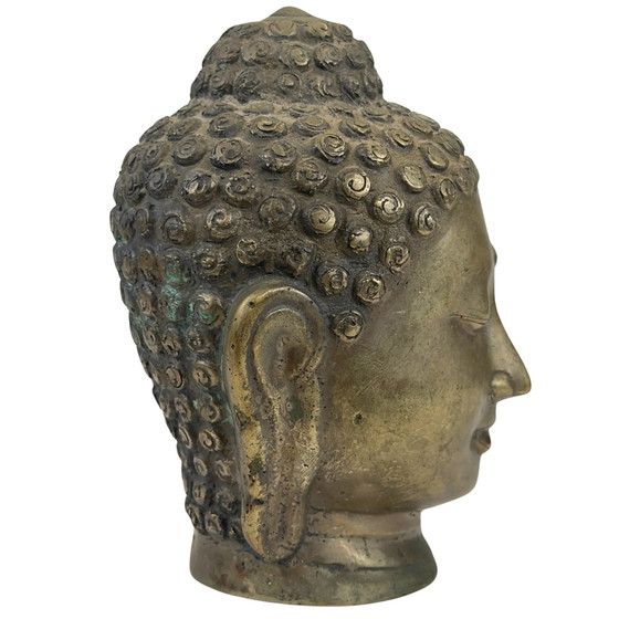 Cabeza de Buda tailandesa antigua de bronce – circa 1900 – Esculturas, Bronze (photo 3 of 8)