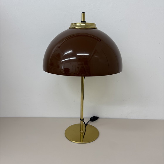 Image 1 of Lampada da tavolo vintage a fungo con base in metallo dorato , anni '70