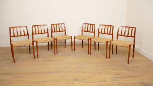 6 x Niels Otto Møller Dining Chairs | Model 83 | Papercord | Teak