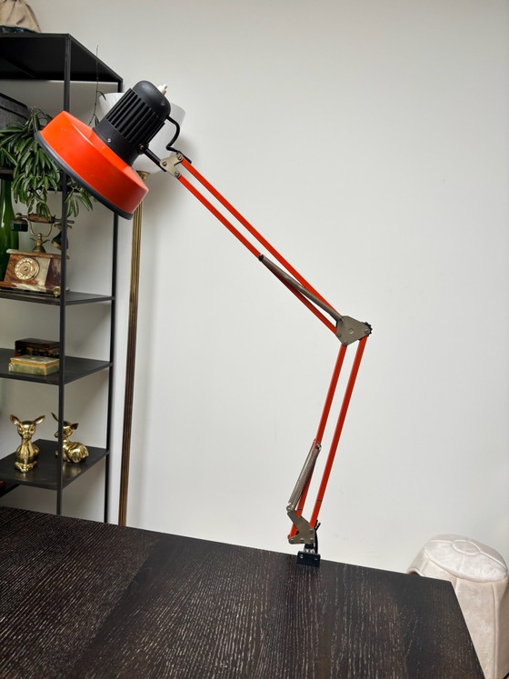 70s Vintage orange architect lamp, working with table clamp, Table lamps, Metal, Red (photo 8 of 15)