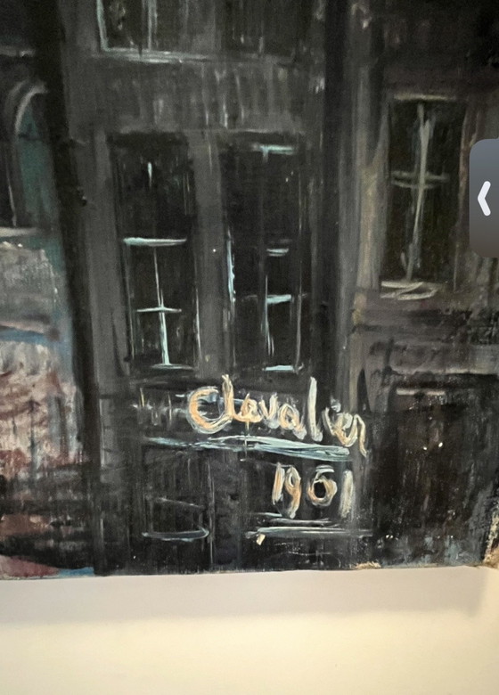 Image 1 of Monumentaal architectonisch stadsgezicht uit het midden van de 20e eeuw — Origineel schilderij (1961)