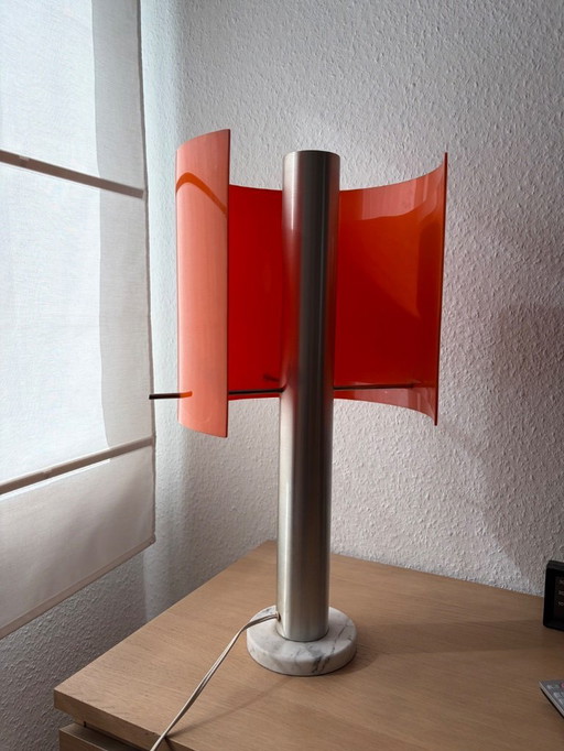 Mid-century vintage orange table lamp by Tito Agnoli for Stilnovo
