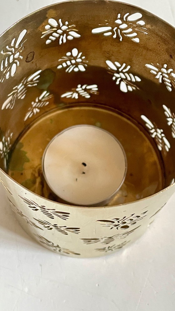 Image 1 of Messing bijen kaarsenhouder