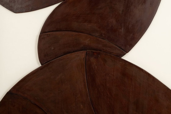 Image 1 of Bas-relief panel "The Twins" in patinated wood. Contemporary