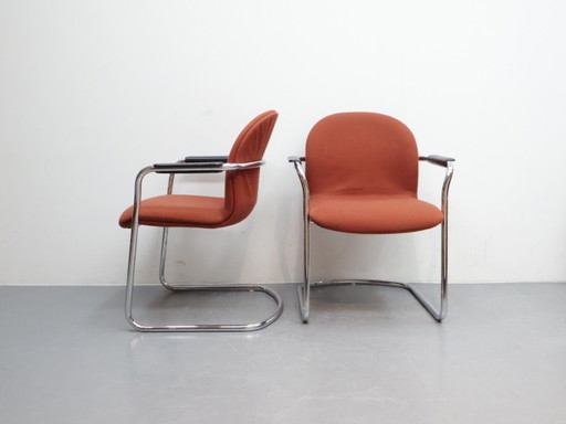 Vintage Stahlrohr Sessel / Stahlrohrstoff / rotes Metall / Armlehne