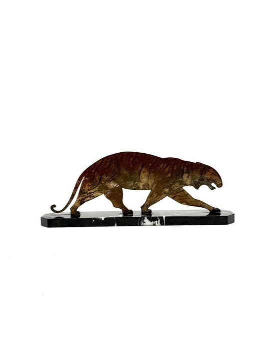 Image 1 of Art-Déco-Tigre-Skulptur aus Bronze, Frankreich, ca. 1930