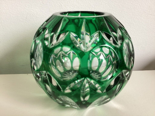 Nachtmann Green Cut Spherical Vase – vazen, Glass