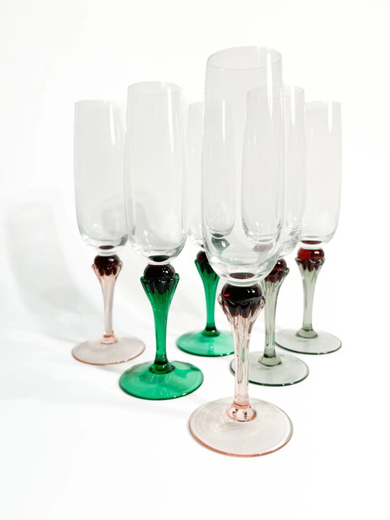 Set di sei calici in vetro di Murano multicolore degli anni '80 – Stoviglie (photo 5 of 9)