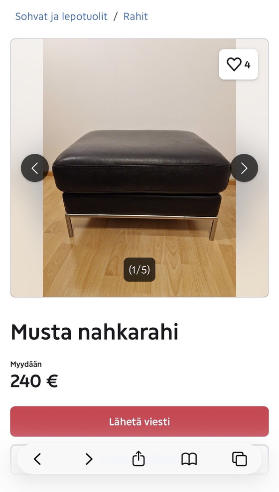 Image 1 of Pouf | poggiapiedi | poggiapiedi in pelle nera