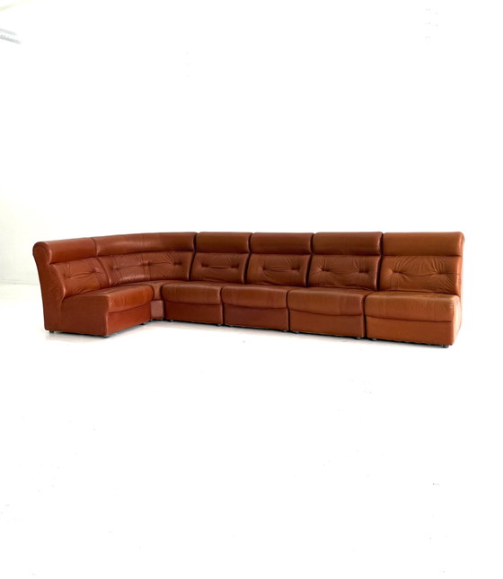 Vintage 6-Delige Modulaire Leren Bank, Jaren ‘80 – laauser, Modulaire banken, Wood, Leather (photo 6 of 14)