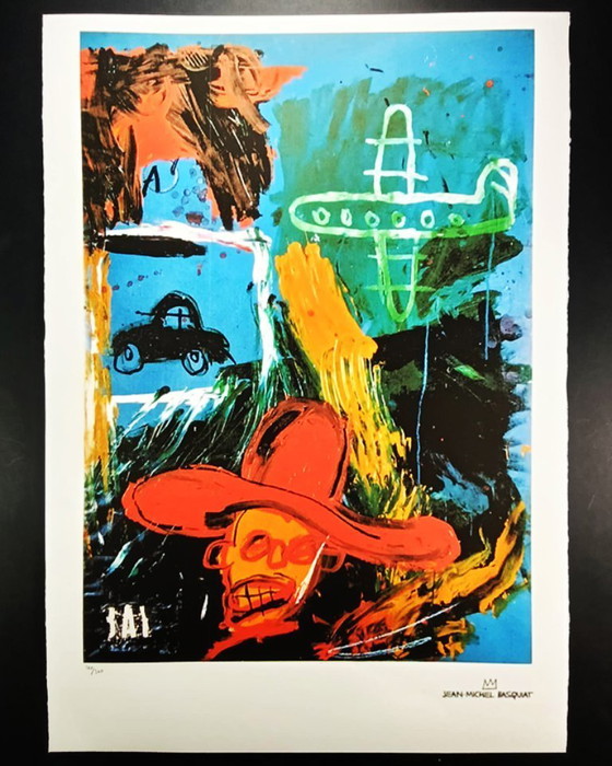 Image 1 of Lithographie en édition limitée de Jean-Michel Basquiat, numérotée au crayon.