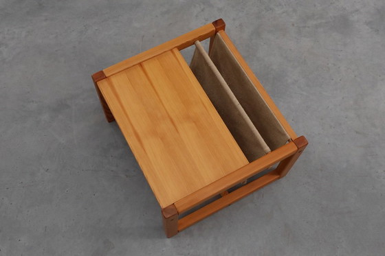 Image 1 of Tavolino in pino e lino con portariviste di Karin Möbring, Svezia, anni '70