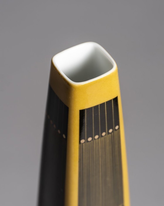 Image 1 of Rare Rosenthal Studio-Line Mustard Graphic Design by Theo Baumann Vase Trio MCM